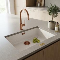 copper-faucet-sink-granite-countertop-modern-kitchen